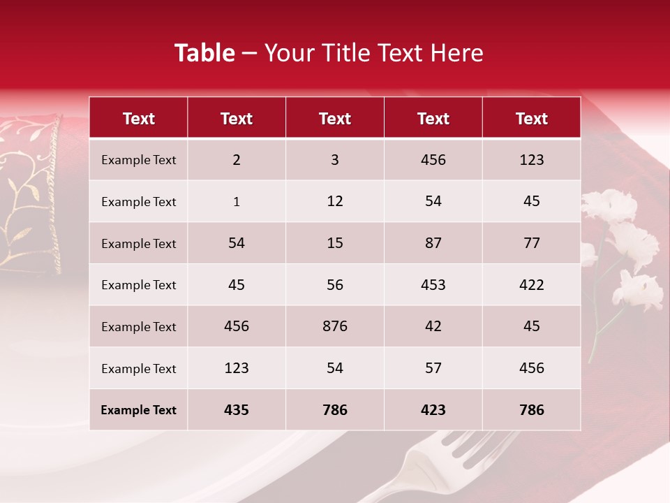 Place Setting With White Dishes And Napkin On Red PowerPoint Template