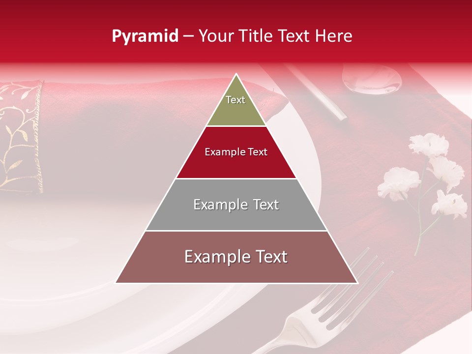 Place Setting With White Dishes And Napkin On Red PowerPoint Template