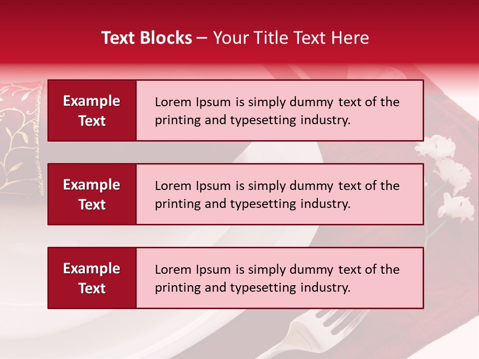 Place Setting With White Dishes And Napkin On Red PowerPoint Template