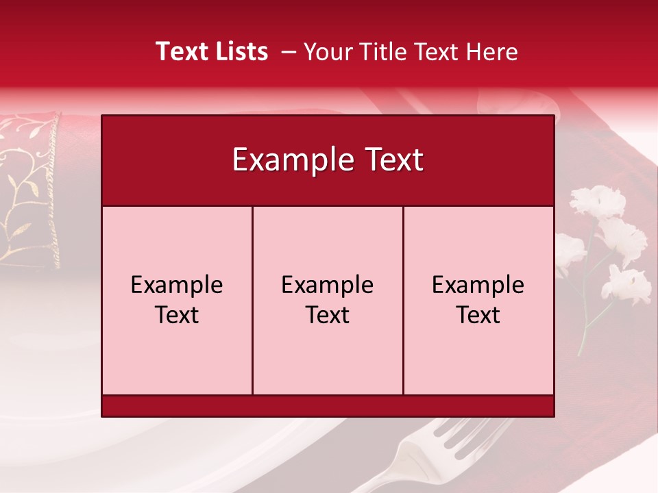 Place Setting With White Dishes And Napkin On Red PowerPoint Template