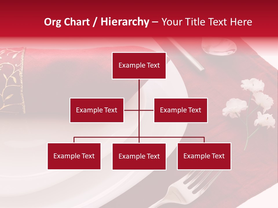 Place Setting With White Dishes And Napkin On Red PowerPoint Template