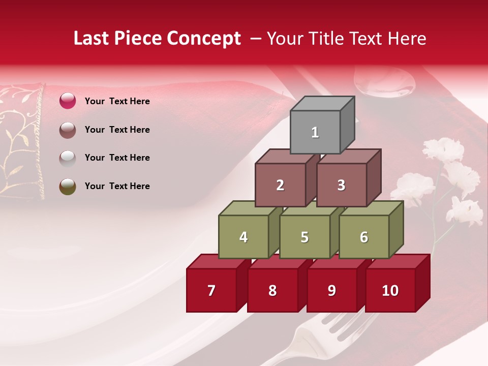 Place Setting With White Dishes And Napkin On Red PowerPoint Template