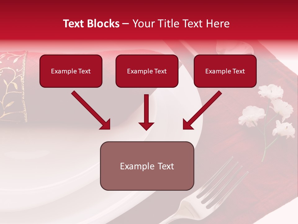 Place Setting With White Dishes And Napkin On Red PowerPoint Template