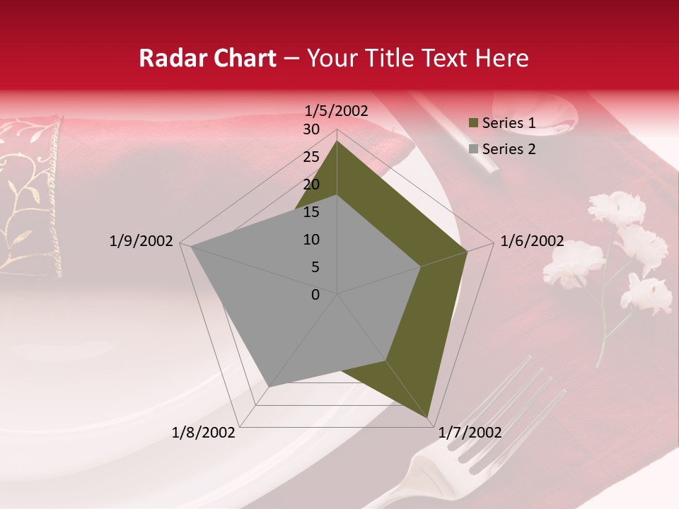 Place Setting With White Dishes And Napkin On Red PowerPoint Template