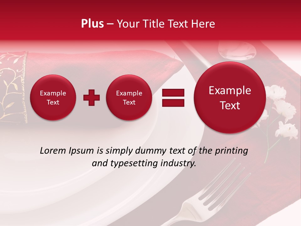 Place Setting With White Dishes And Napkin On Red PowerPoint Template