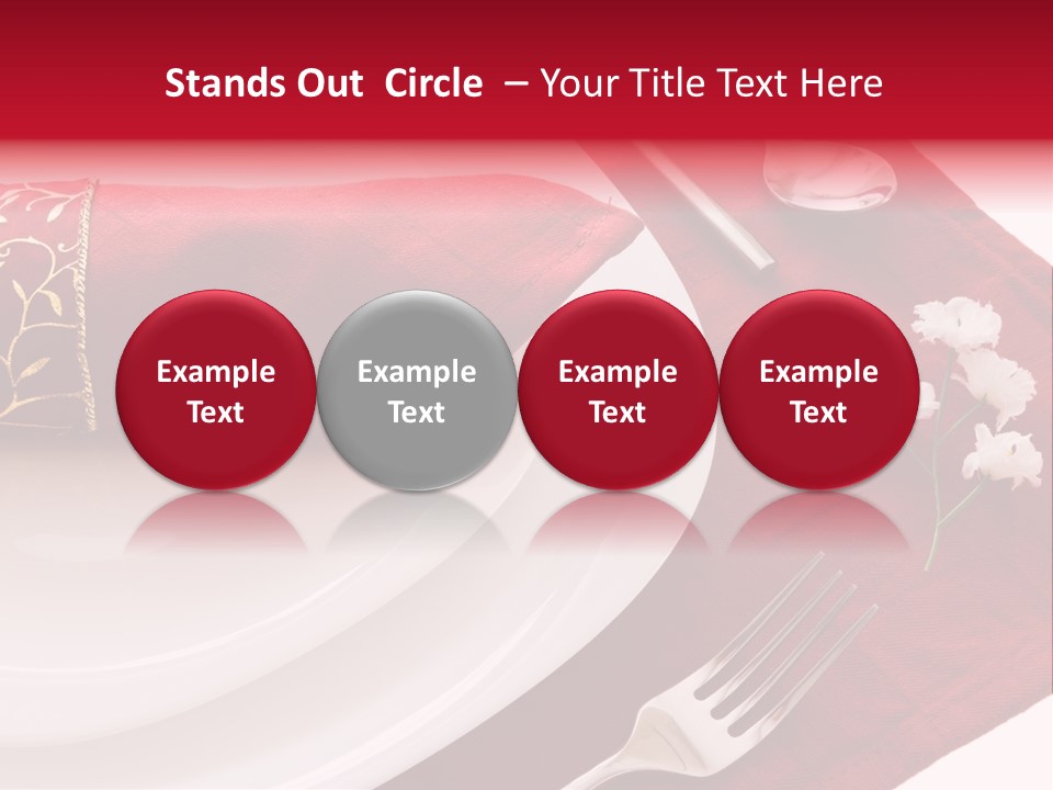 Place Setting With White Dishes And Napkin On Red PowerPoint Template