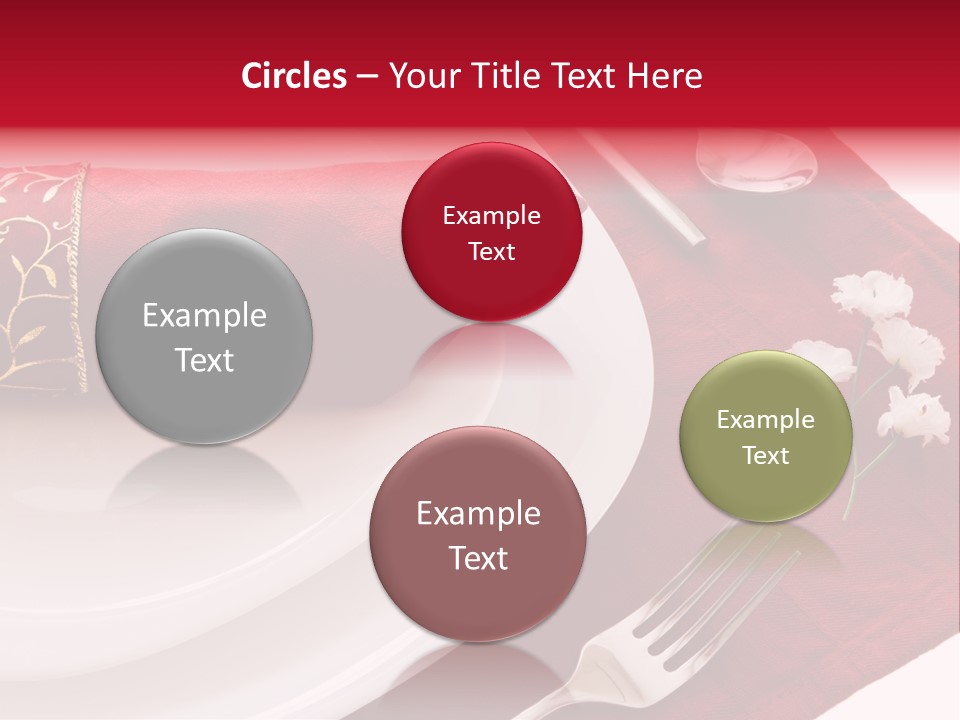 Place Setting With White Dishes And Napkin On Red PowerPoint Template