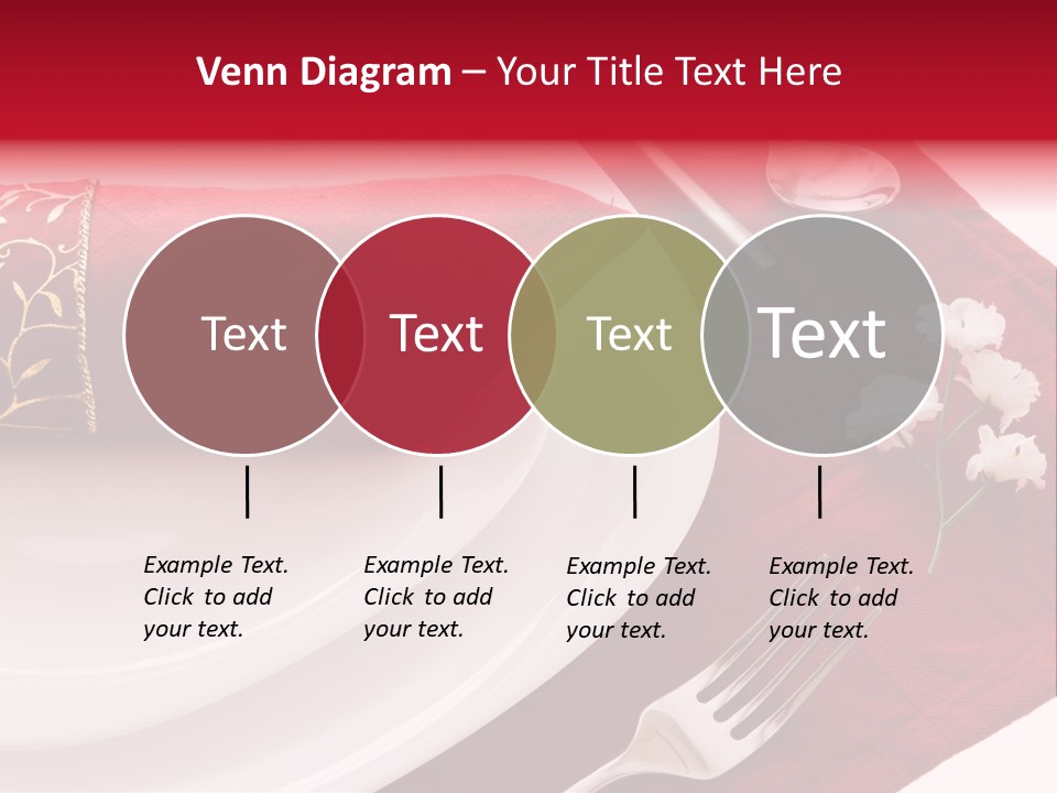 Place Setting With White Dishes And Napkin On Red PowerPoint Template