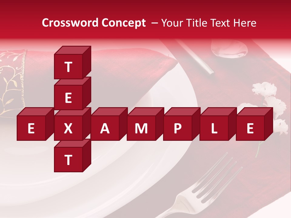 Place Setting With White Dishes And Napkin On Red PowerPoint Template
