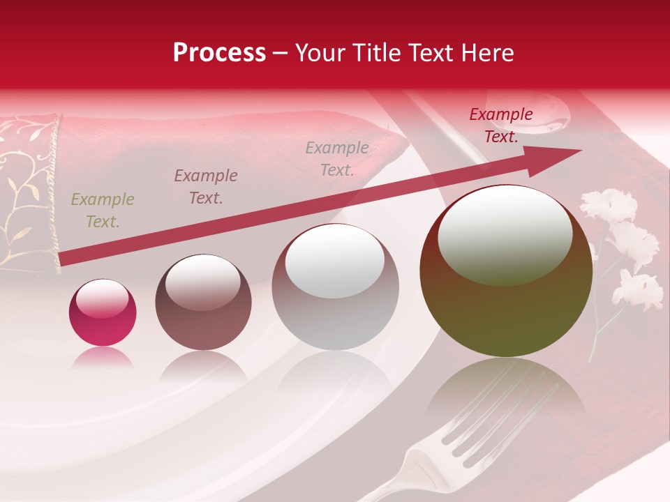Place Setting With White Dishes And Napkin On Red PowerPoint Template