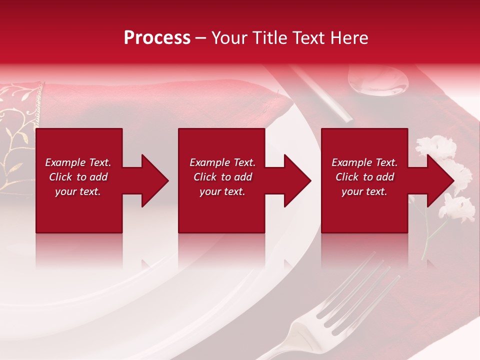 Place Setting With White Dishes And Napkin On Red PowerPoint Template