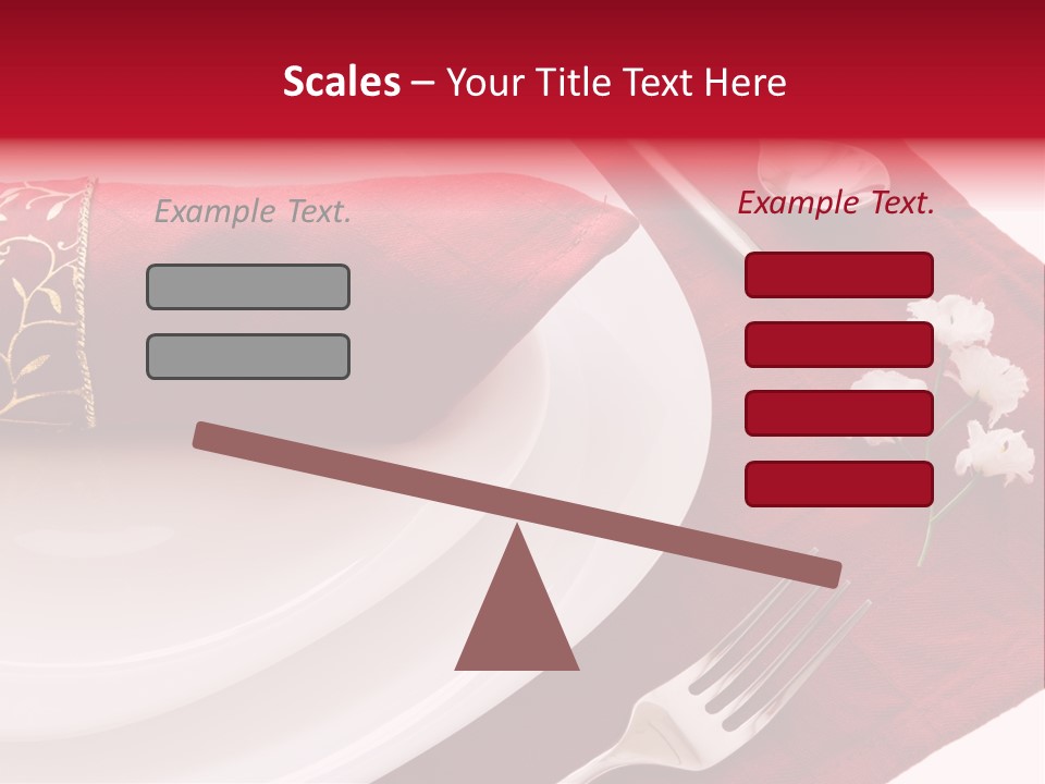 Place Setting With White Dishes And Napkin On Red PowerPoint Template
