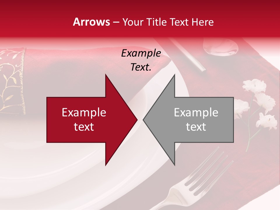 Place Setting With White Dishes And Napkin On Red PowerPoint Template