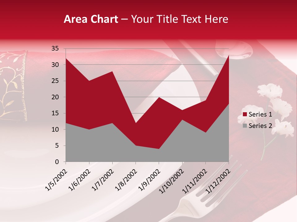 Place Setting With White Dishes And Napkin On Red PowerPoint Template