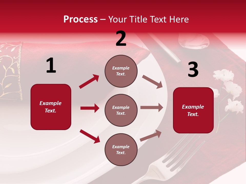 Place Setting With White Dishes And Napkin On Red PowerPoint Template