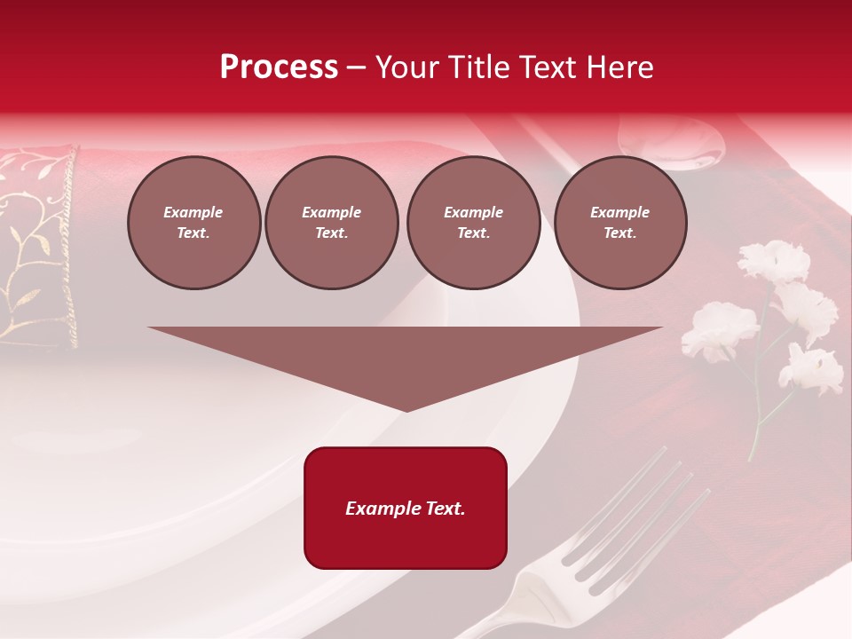 Place Setting With White Dishes And Napkin On Red PowerPoint Template