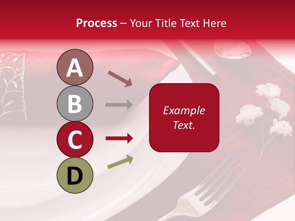 Place Setting With White Dishes And Napkin On Red PowerPoint Template