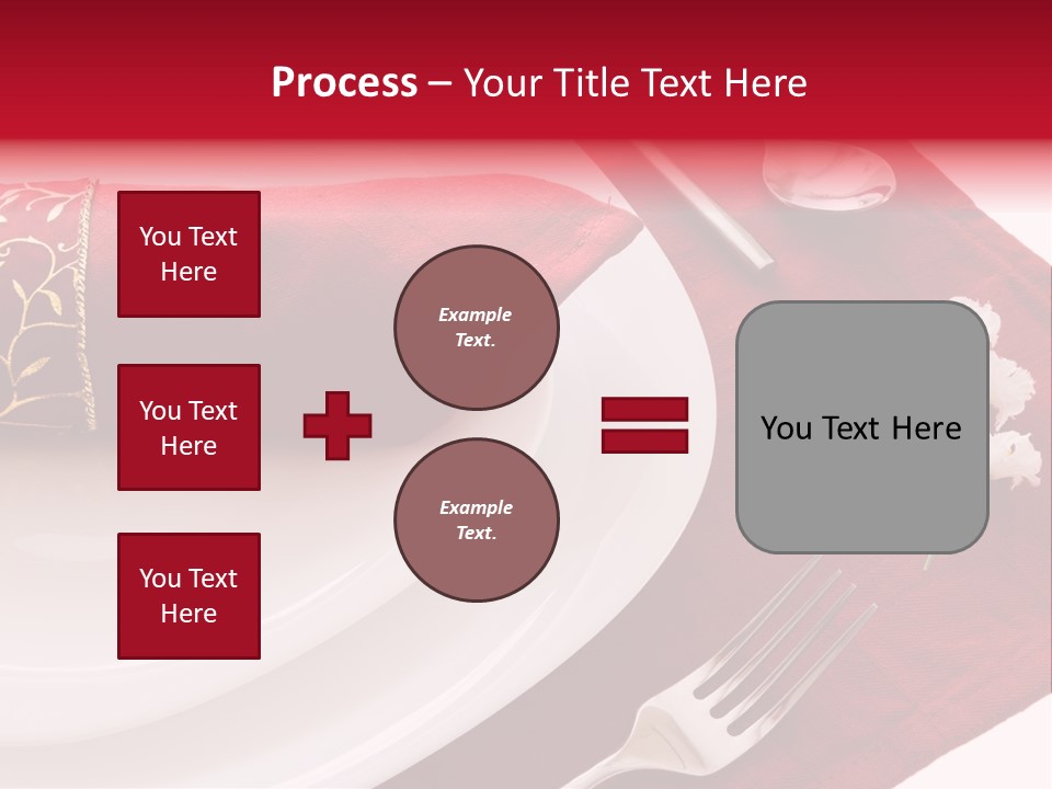 Place Setting With White Dishes And Napkin On Red PowerPoint Template
