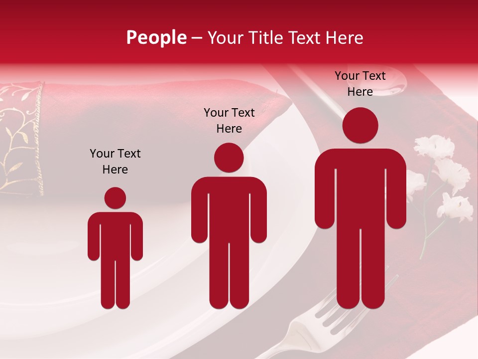 Place Setting With White Dishes And Napkin On Red PowerPoint Template