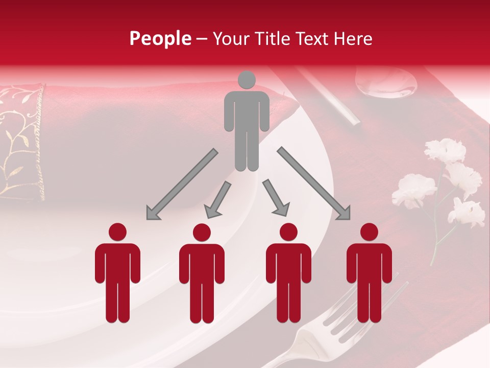 Place Setting With White Dishes And Napkin On Red PowerPoint Template
