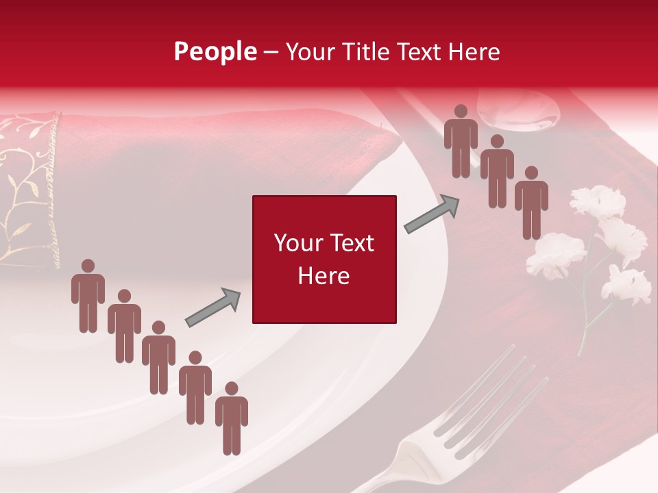 Place Setting With White Dishes And Napkin On Red PowerPoint Template