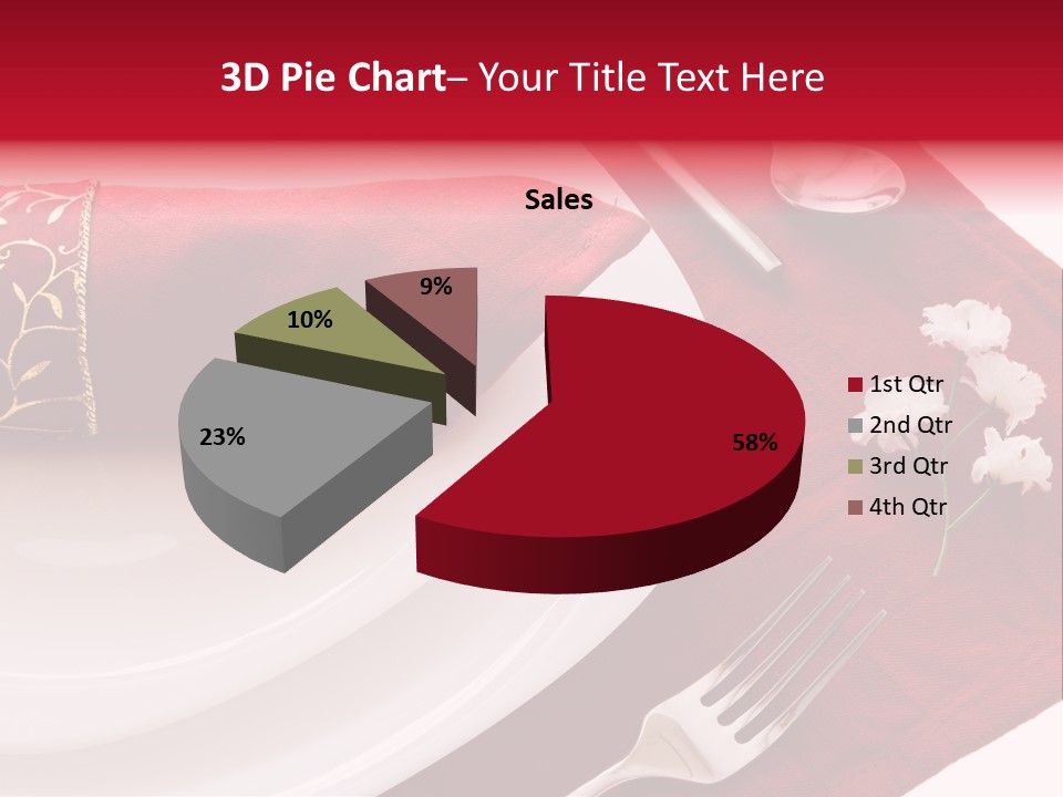 Place Setting With White Dishes And Napkin On Red PowerPoint Template