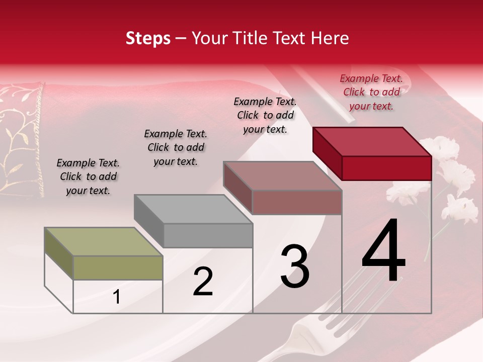 Place Setting With White Dishes And Napkin On Red PowerPoint Template