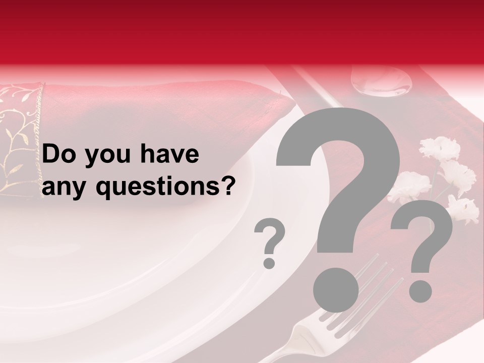 Place Setting With White Dishes And Napkin On Red PowerPoint Template