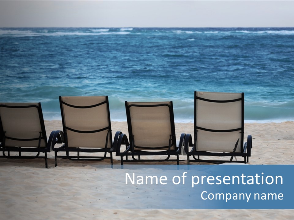 Lounge Chairs On Beach Of Punta Cana, Dominican Republic PowerPoint Template