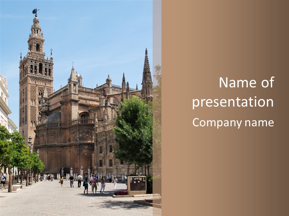 The Giralda Tower And Cathedral Of Seville, Spain PowerPoint Template