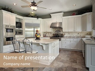 Kitchen With White Cabinetry PowerPoint Template