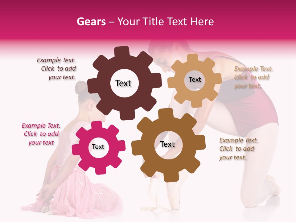 Young Female Ballet Dancer Showing A Young Dancer How To Tie A Ballet Pointe Shoe Against A White Background. Not Isolated PowerPoint Template