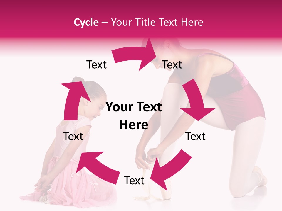 Young Female Ballet Dancer Showing A Young Dancer How To Tie A Ballet Pointe Shoe Against A White Background. Not Isolated PowerPoint Template