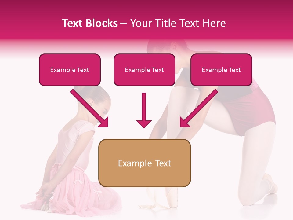 Young Female Ballet Dancer Showing A Young Dancer How To Tie A Ballet Pointe Shoe Against A White Background. Not Isolated PowerPoint Template