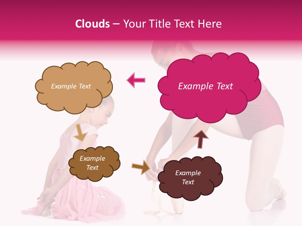 Young Female Ballet Dancer Showing A Young Dancer How To Tie A Ballet Pointe Shoe Against A White Background. Not Isolated PowerPoint Template