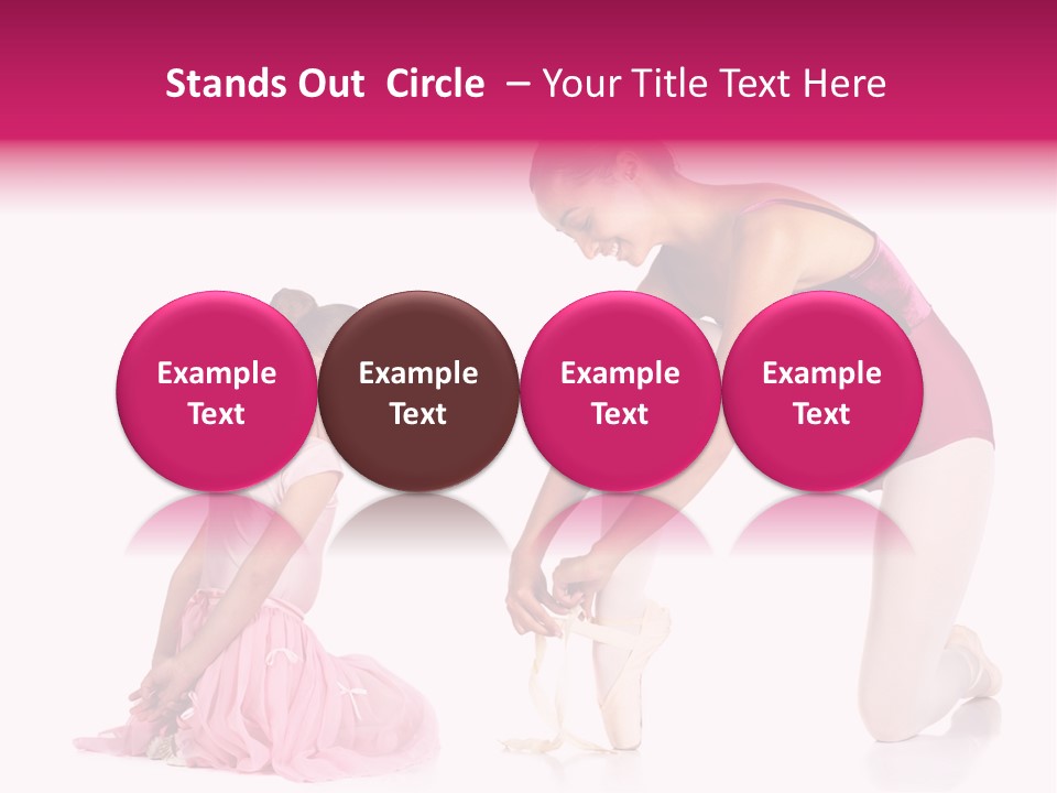 Young Female Ballet Dancer Showing A Young Dancer How To Tie A Ballet Pointe Shoe Against A White Background. Not Isolated PowerPoint Template