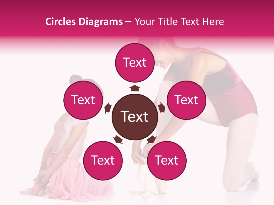 Young Female Ballet Dancer Showing A Young Dancer How To Tie A Ballet Pointe Shoe Against A White Background. Not Isolated PowerPoint Template