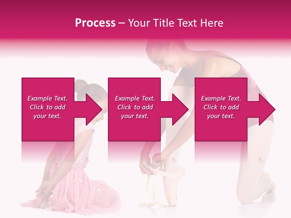 Young Female Ballet Dancer Showing A Young Dancer How To Tie A Ballet Pointe Shoe Against A White Background. Not Isolated PowerPoint Template