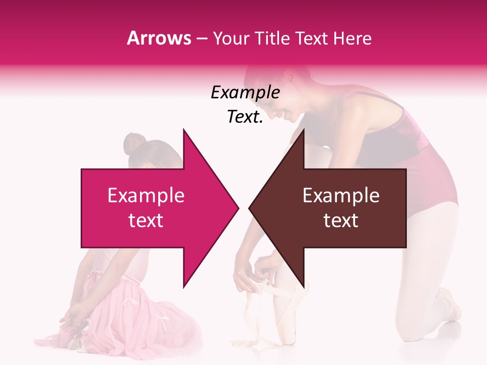 Young Female Ballet Dancer Showing A Young Dancer How To Tie A Ballet Pointe Shoe Against A White Background. Not Isolated PowerPoint Template