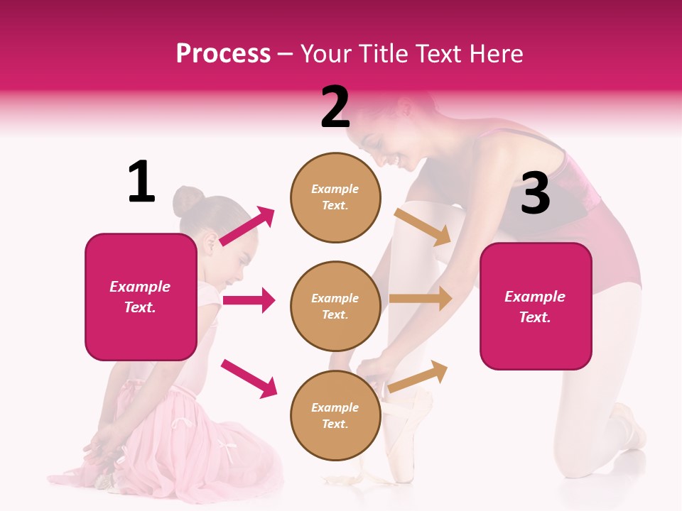 Young Female Ballet Dancer Showing A Young Dancer How To Tie A Ballet Pointe Shoe Against A White Background. Not Isolated PowerPoint Template