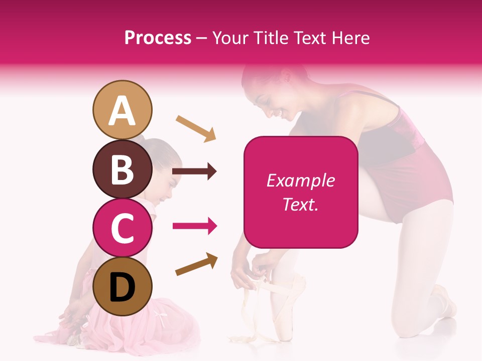 Young Female Ballet Dancer Showing A Young Dancer How To Tie A Ballet Pointe Shoe Against A White Background. Not Isolated PowerPoint Template