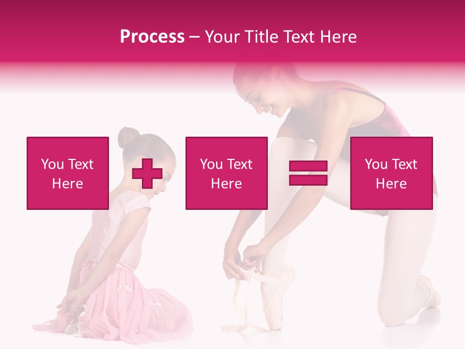 Young Female Ballet Dancer Showing A Young Dancer How To Tie A Ballet Pointe Shoe Against A White Background. Not Isolated PowerPoint Template