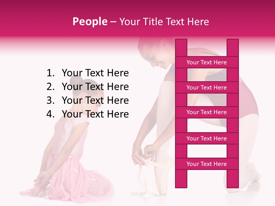 Young Female Ballet Dancer Showing A Young Dancer How To Tie A Ballet Pointe Shoe Against A White Background. Not Isolated PowerPoint Template