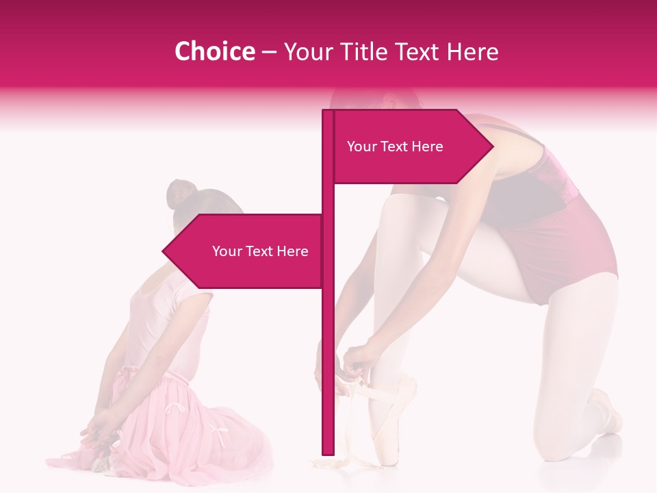 Young Female Ballet Dancer Showing A Young Dancer How To Tie A Ballet Pointe Shoe Against A White Background. Not Isolated PowerPoint Template