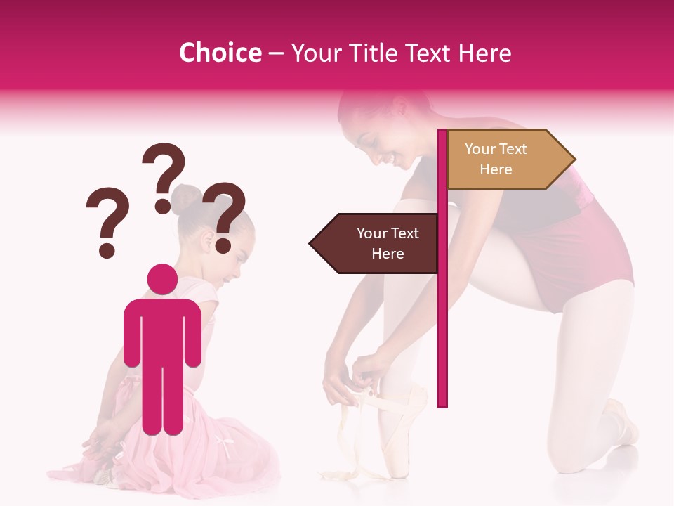 Young Female Ballet Dancer Showing A Young Dancer How To Tie A Ballet Pointe Shoe Against A White Background. Not Isolated PowerPoint Template