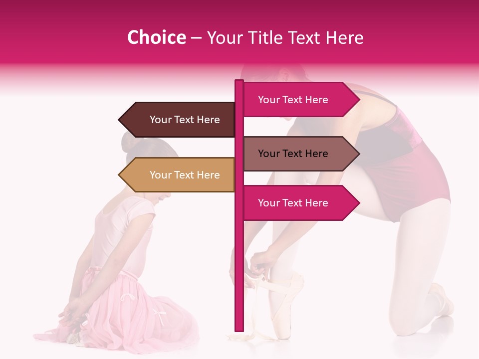 Young Female Ballet Dancer Showing A Young Dancer How To Tie A Ballet Pointe Shoe Against A White Background. Not Isolated PowerPoint Template