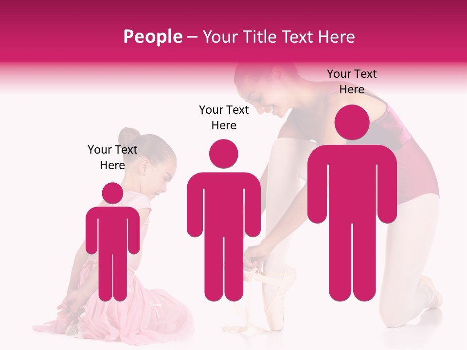 Young Female Ballet Dancer Showing A Young Dancer How To Tie A Ballet Pointe Shoe Against A White Background. Not Isolated PowerPoint Template