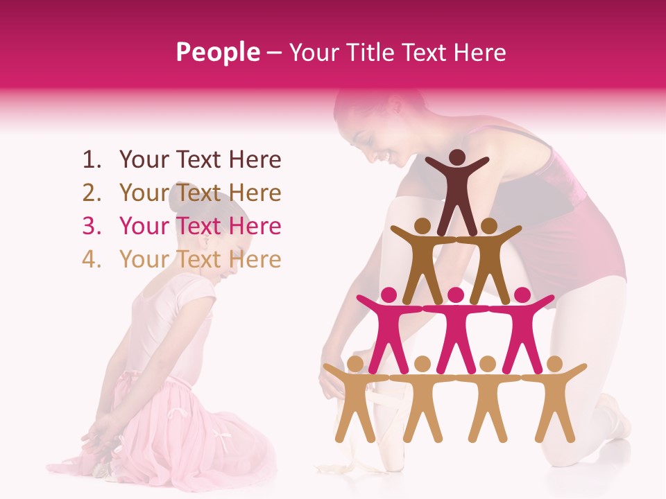 Young Female Ballet Dancer Showing A Young Dancer How To Tie A Ballet Pointe Shoe Against A White Background. Not Isolated PowerPoint Template