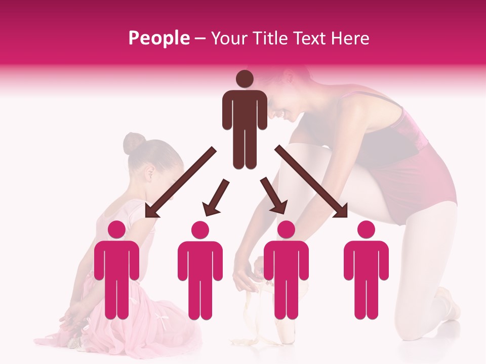 Young Female Ballet Dancer Showing A Young Dancer How To Tie A Ballet Pointe Shoe Against A White Background. Not Isolated PowerPoint Template