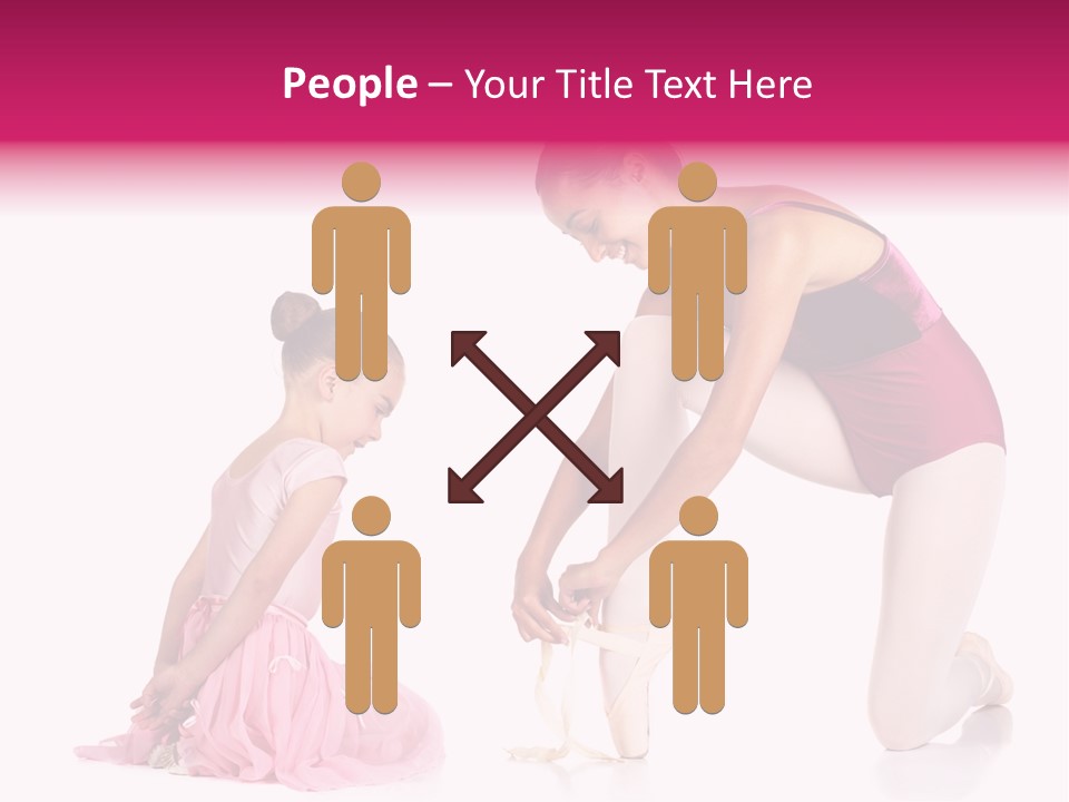 Young Female Ballet Dancer Showing A Young Dancer How To Tie A Ballet Pointe Shoe Against A White Background. Not Isolated PowerPoint Template